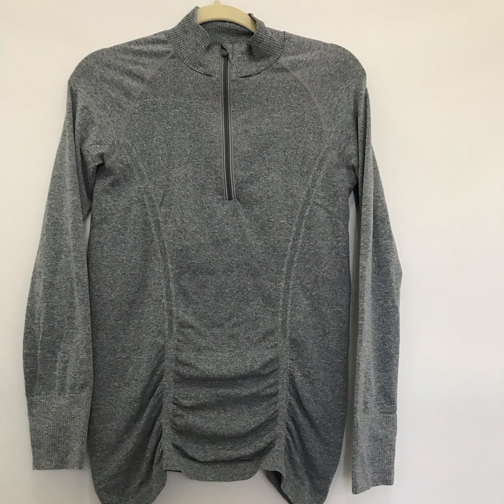 Athleta Gray Quarter-Zip Pullover Ruched Size M